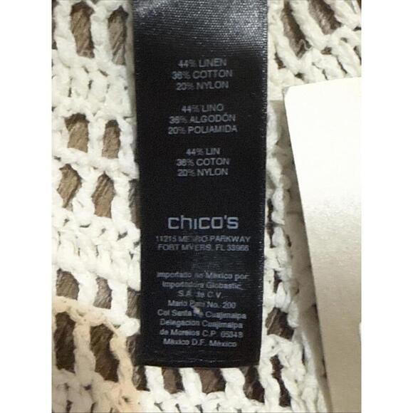 Chicos Beach Boho Quiet Luxury Minimalist Casual Crochet Linen Blend Kimono New - Picture 8 of 12